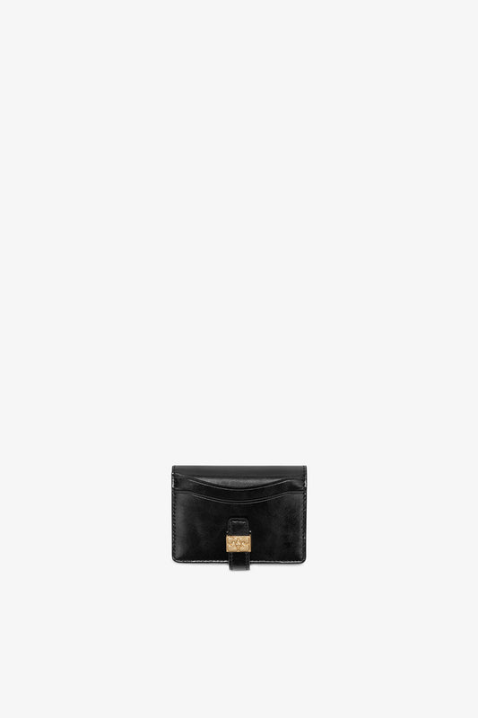 Black Sue Slim Card Holder in Black - GANNI