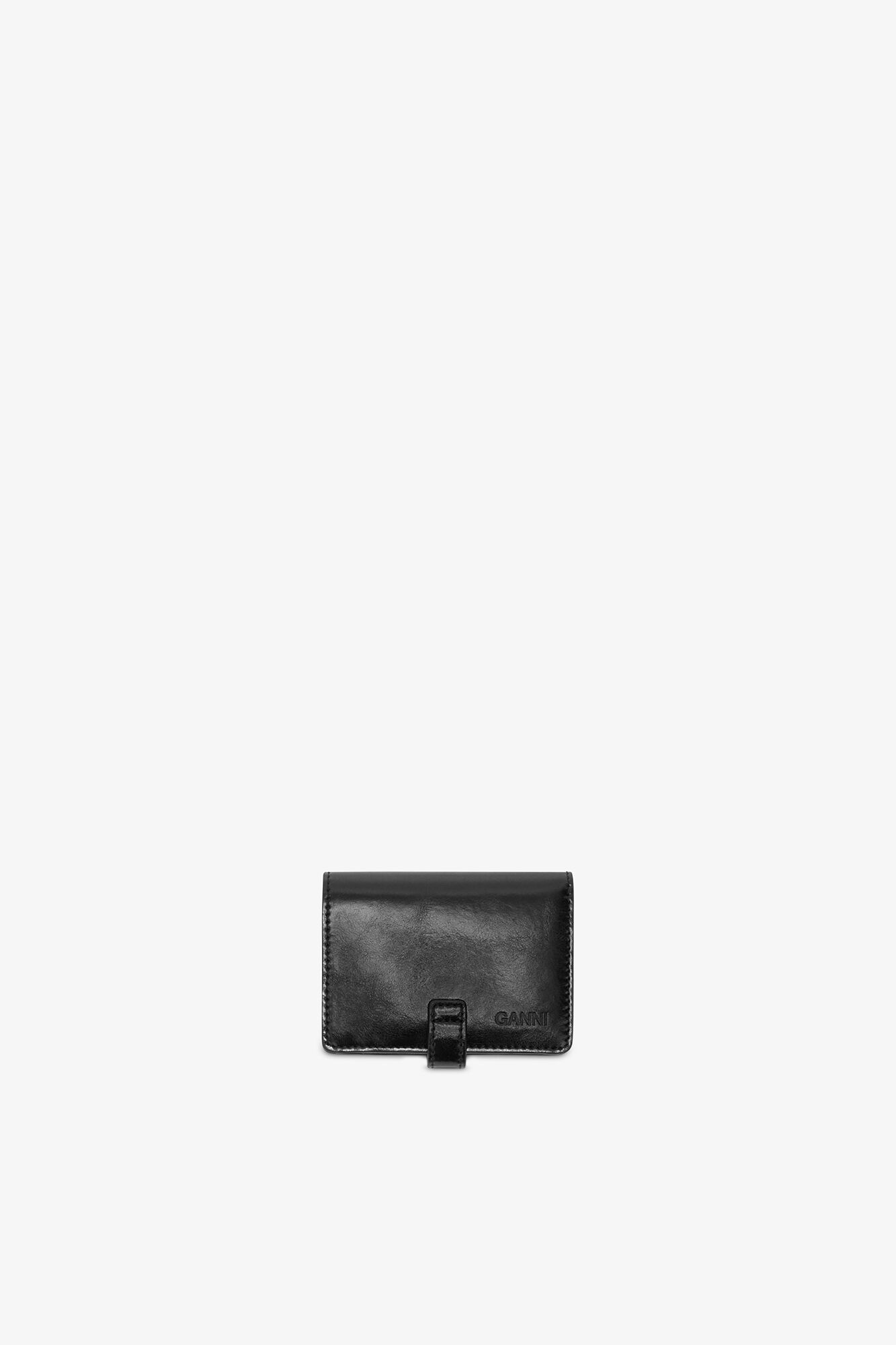Black Sue Slim Card Holder in Black - GANNI
