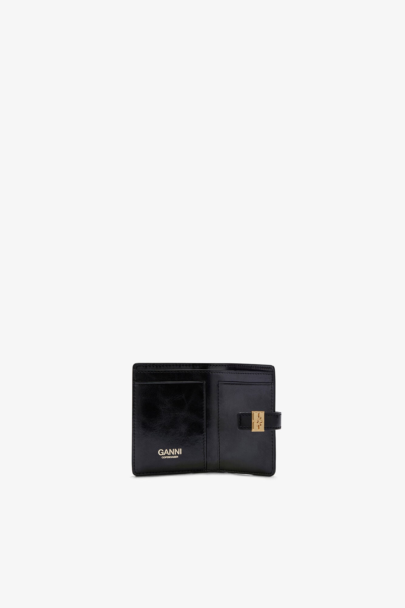 Black Sue Slim Card Holder in Black - GANNI