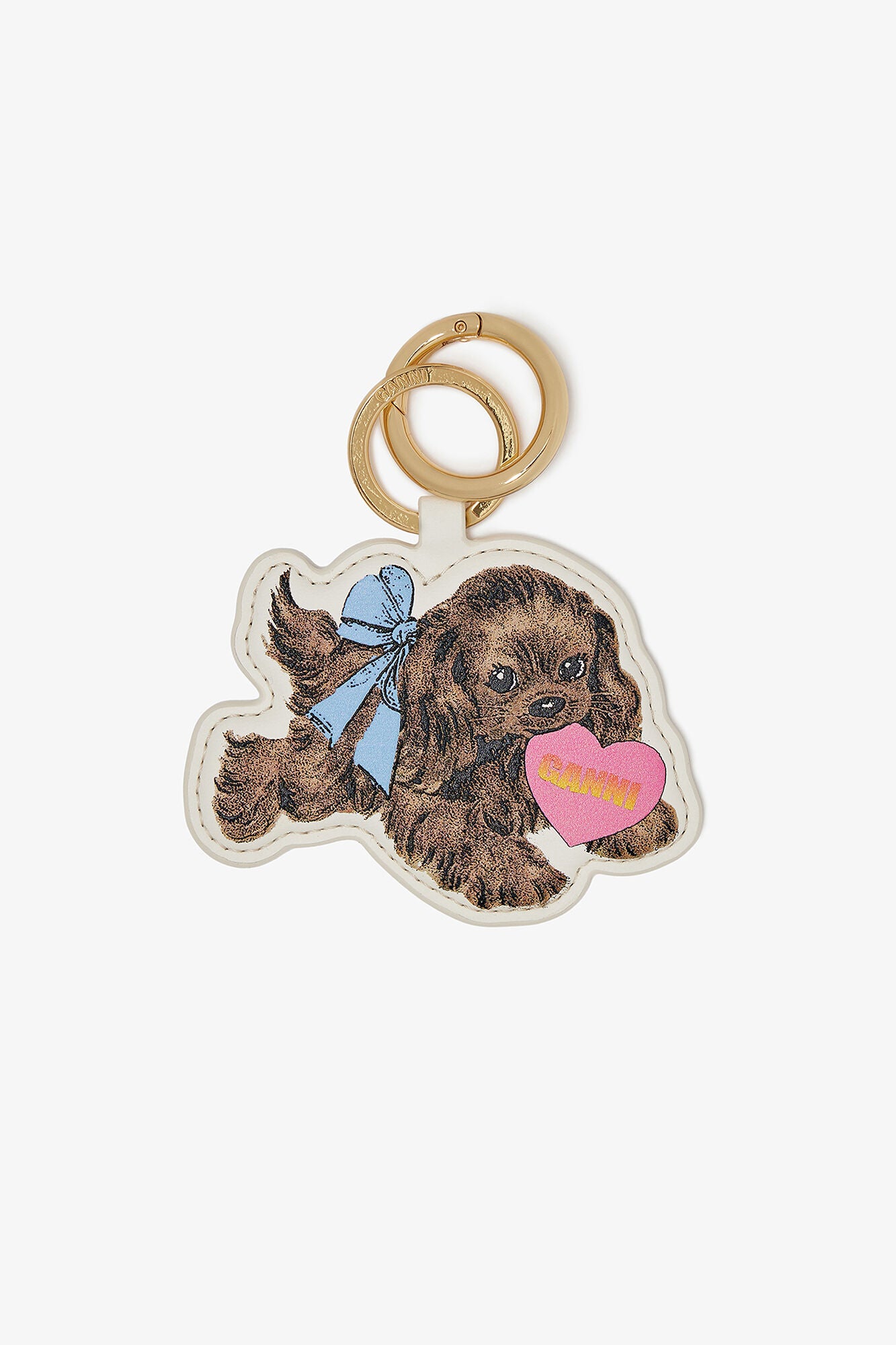 Tobacco Brown Brown Puppy Keyring - GANNI