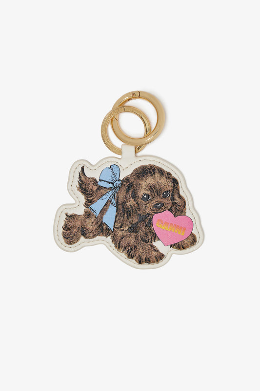 Tobacco Brown Brown Puppy Keyring - GANNI