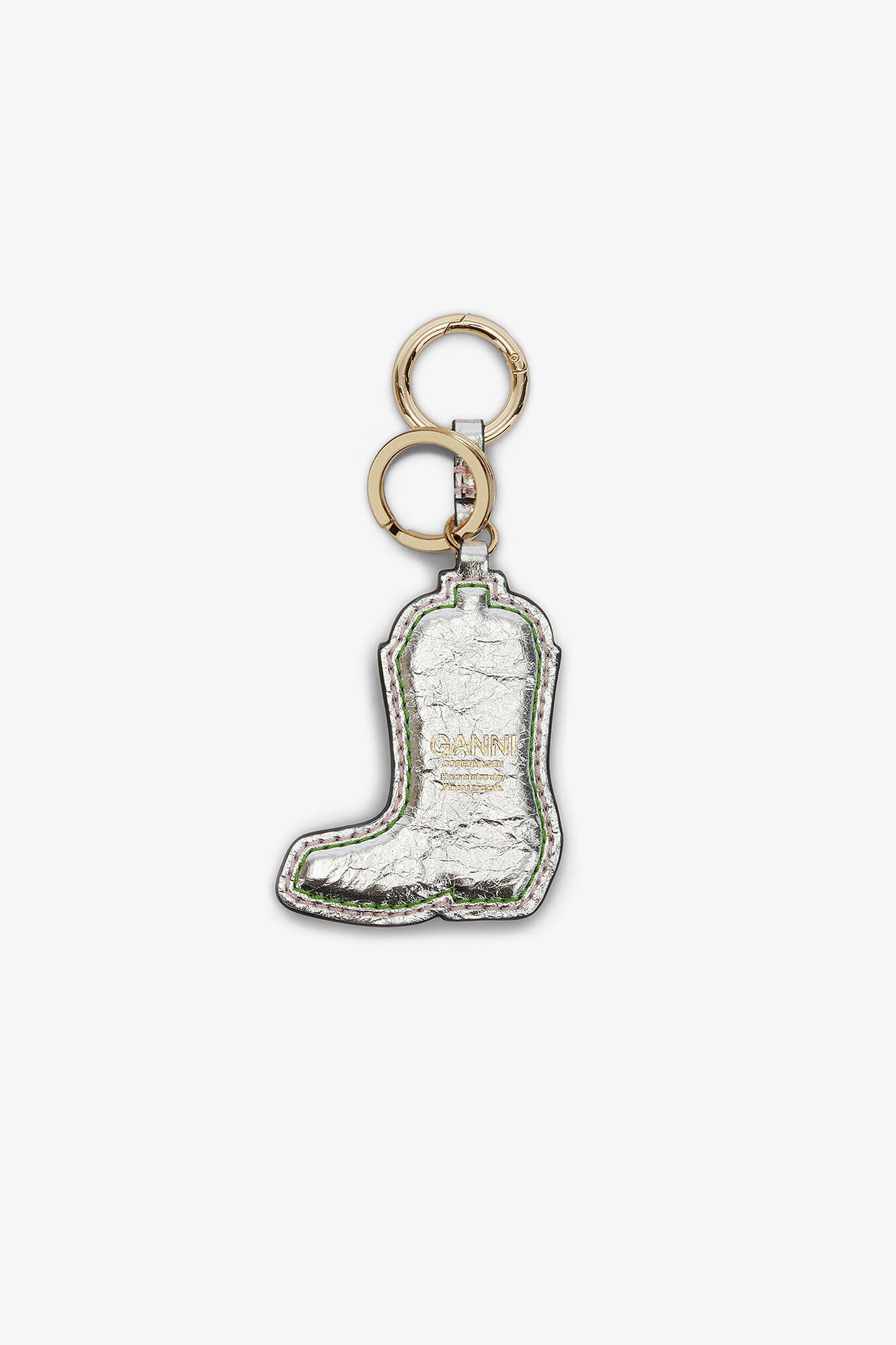 Multicolour Western Boot Keyring in Metallic - GANNI