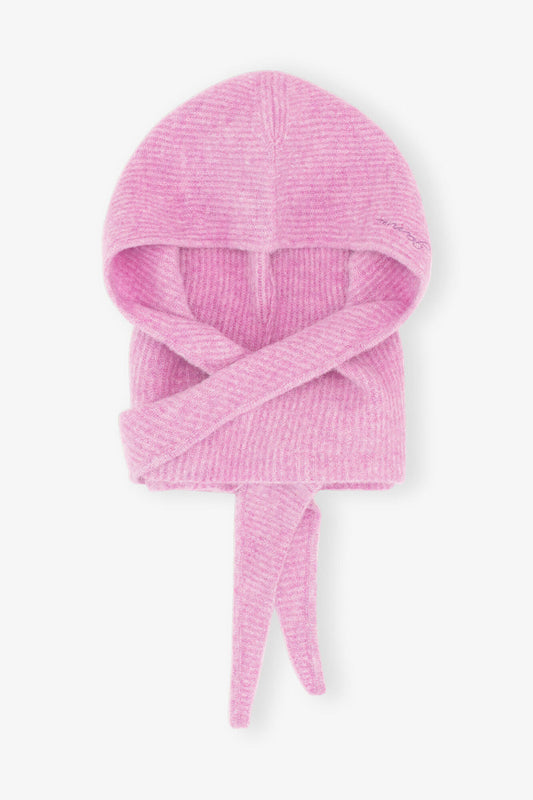 Corsage Pink Soft Wool Balaclava - GANNI