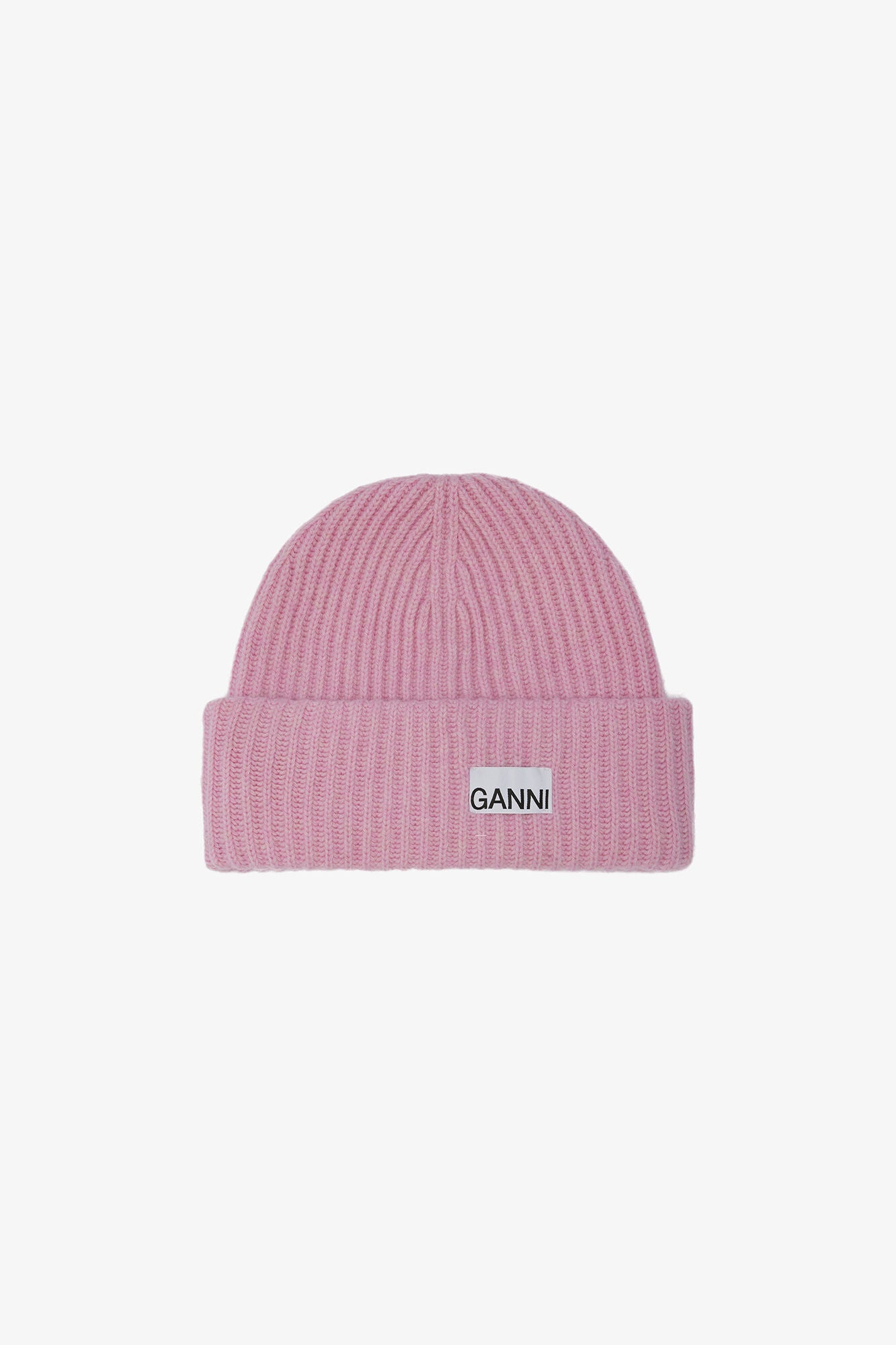 Oversized Wool Rib Knit Beanie - GANNI