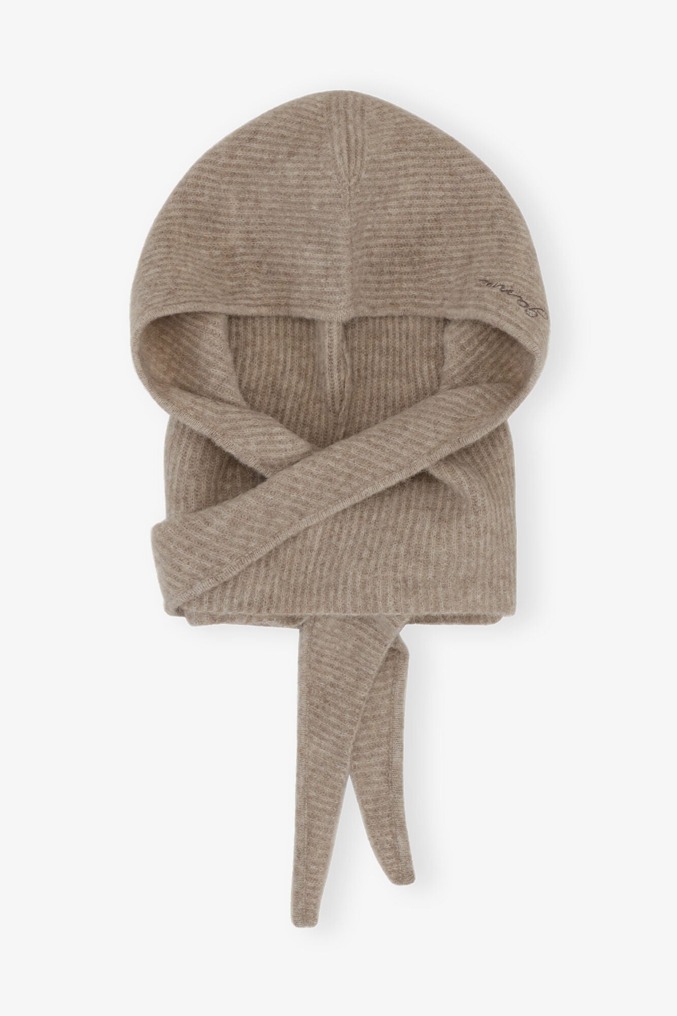 Almond Milk Brown Soft Wool Balaclava - GANNI