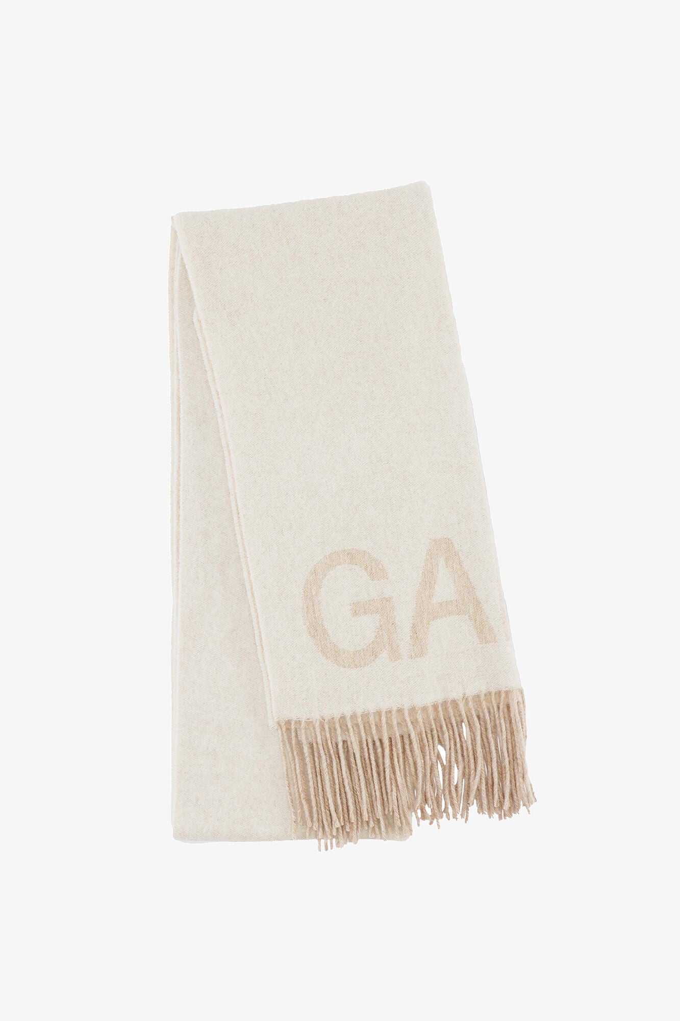 Egret Ivory Fringed Scarf - GANNI