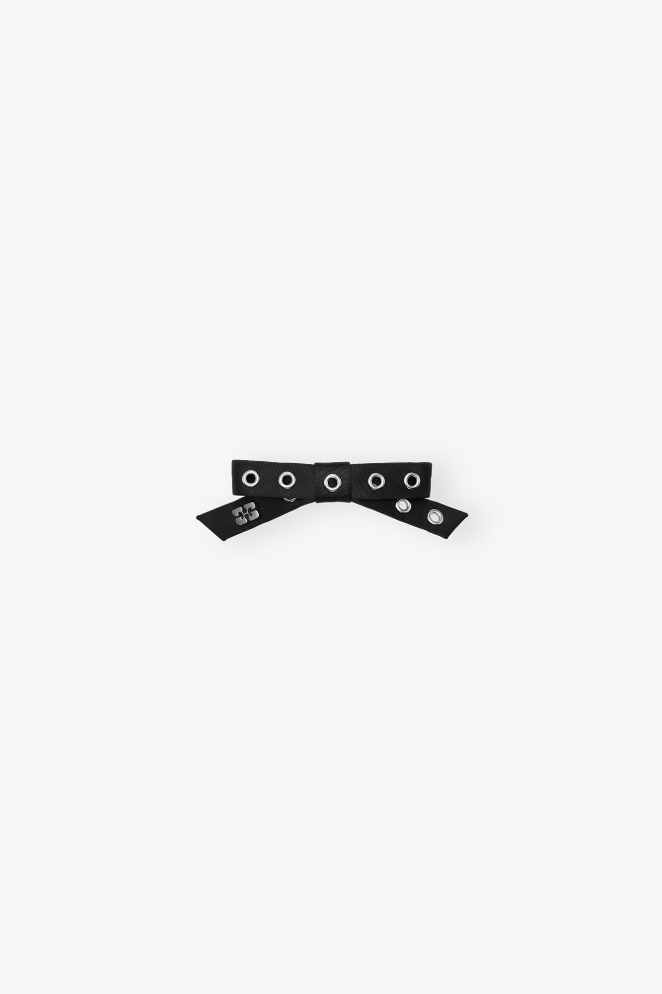 Black Black Eyelet Bow Barrette - GANNI