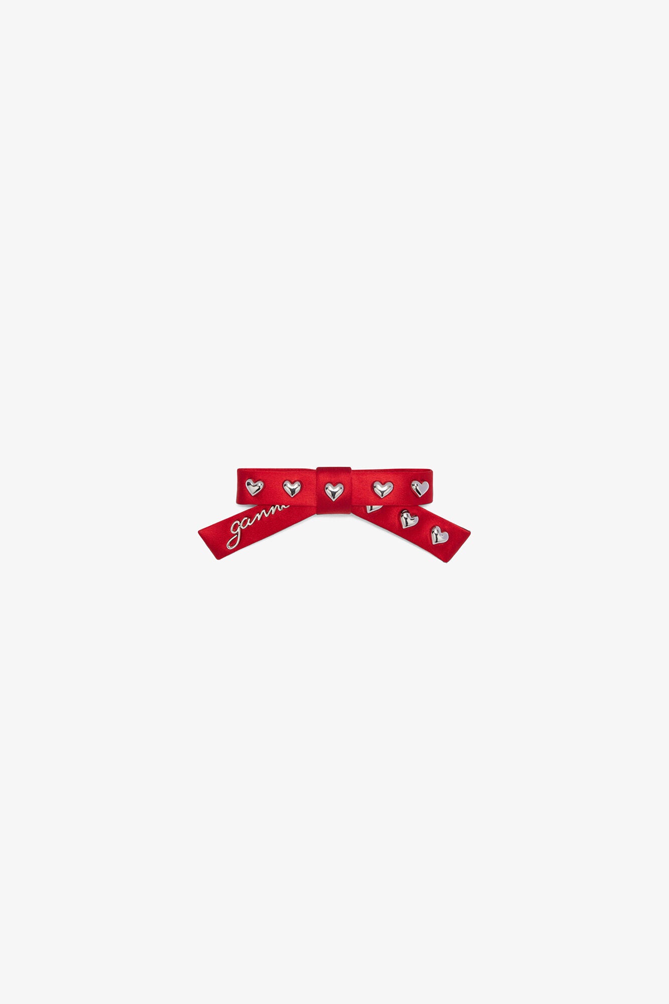 Mars Red Red Eyelet Bow Barrette - GANNI