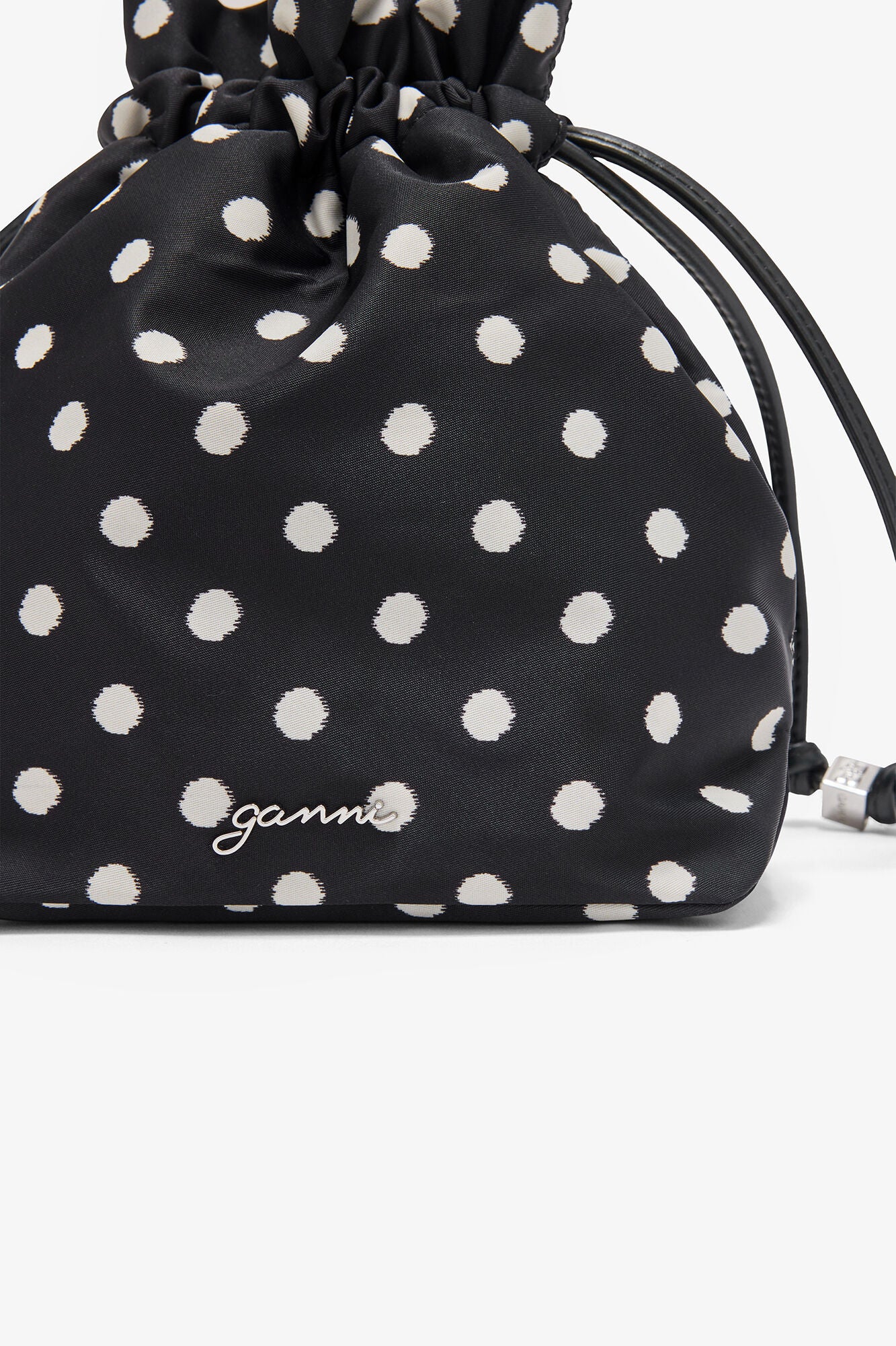 Black Printed Bou Bucket Pouch with Dots - GANNI