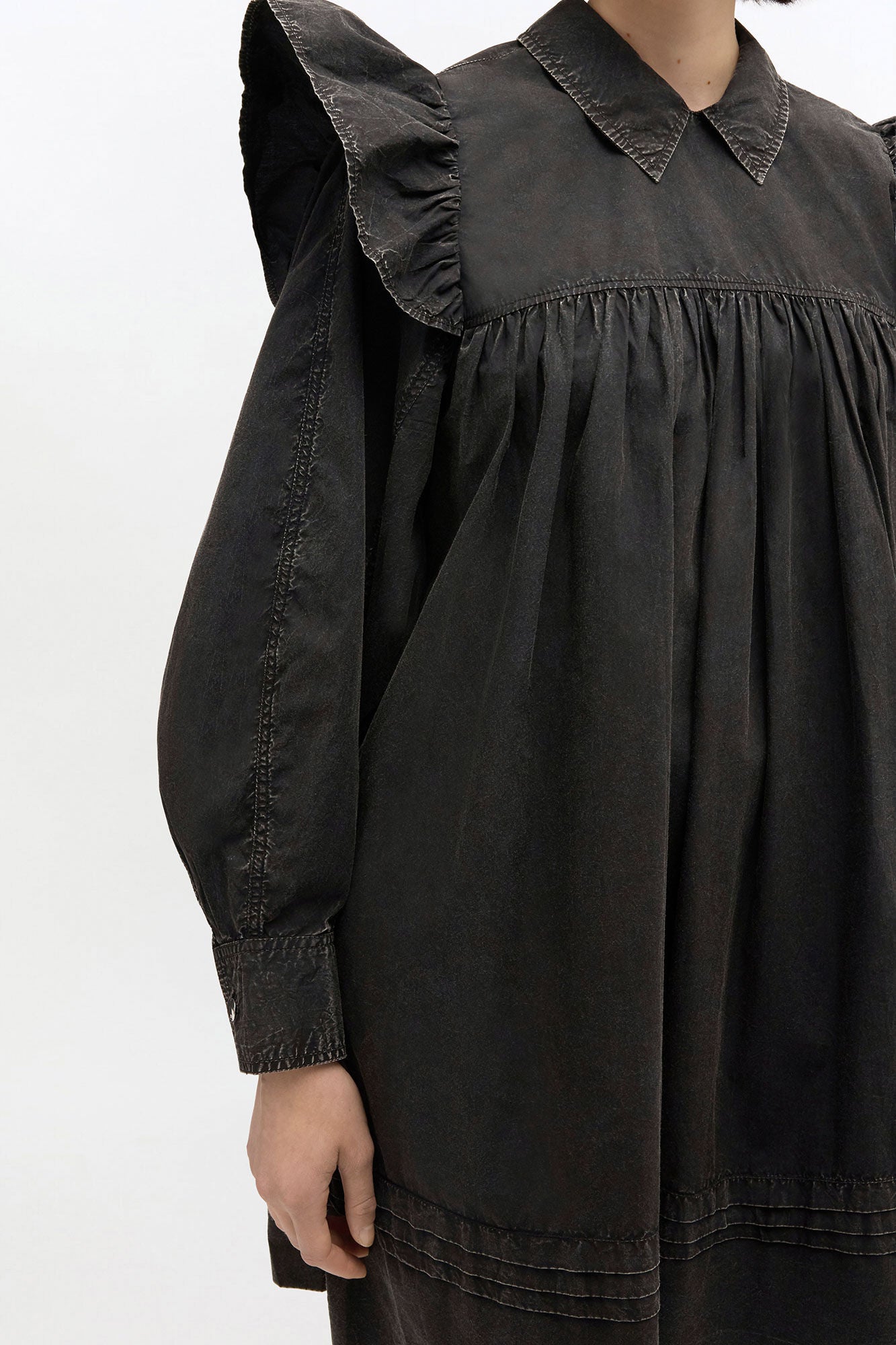 Black Washed Mini Shirt Dress - GANNI