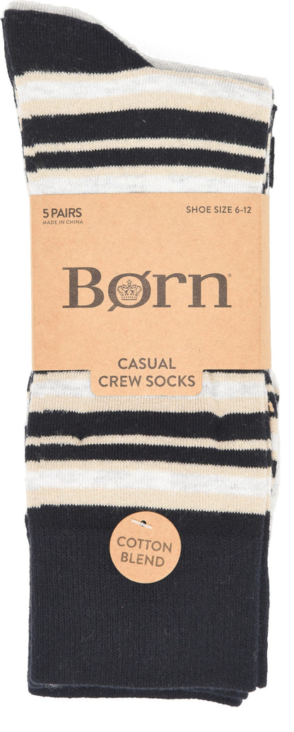 Born Shoes Mens 5pk Casual Crew Socks