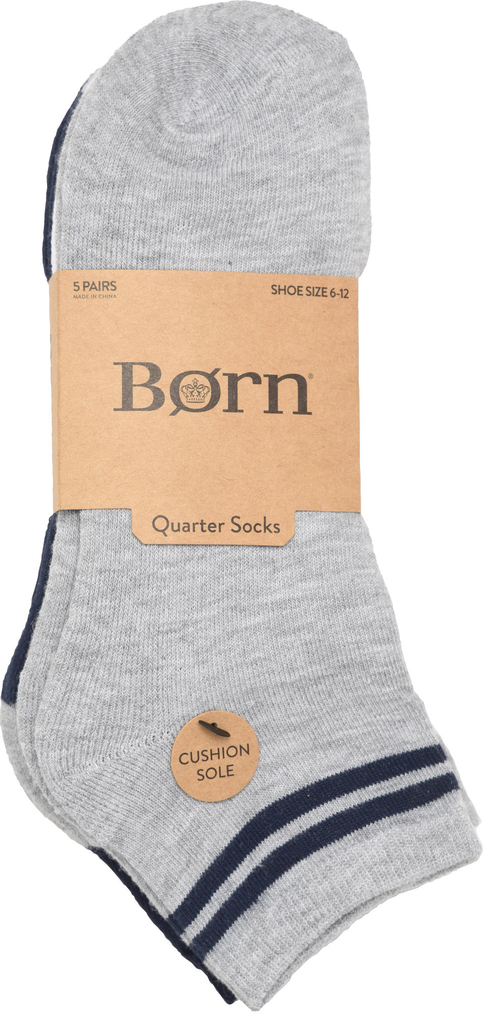 Born Shoes Mens 5pk Half Cushioned Quarter Socks