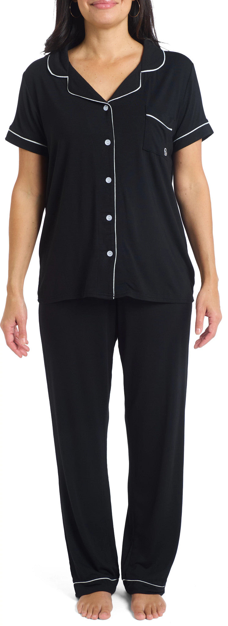Born Shoes Ladies Classic Short Sleeve Pant Set - Heathered Modal