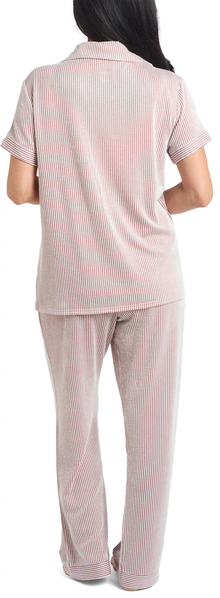 Born Shoes Ladies Classic Short Sleeve Pant Set - Knit Searsucker