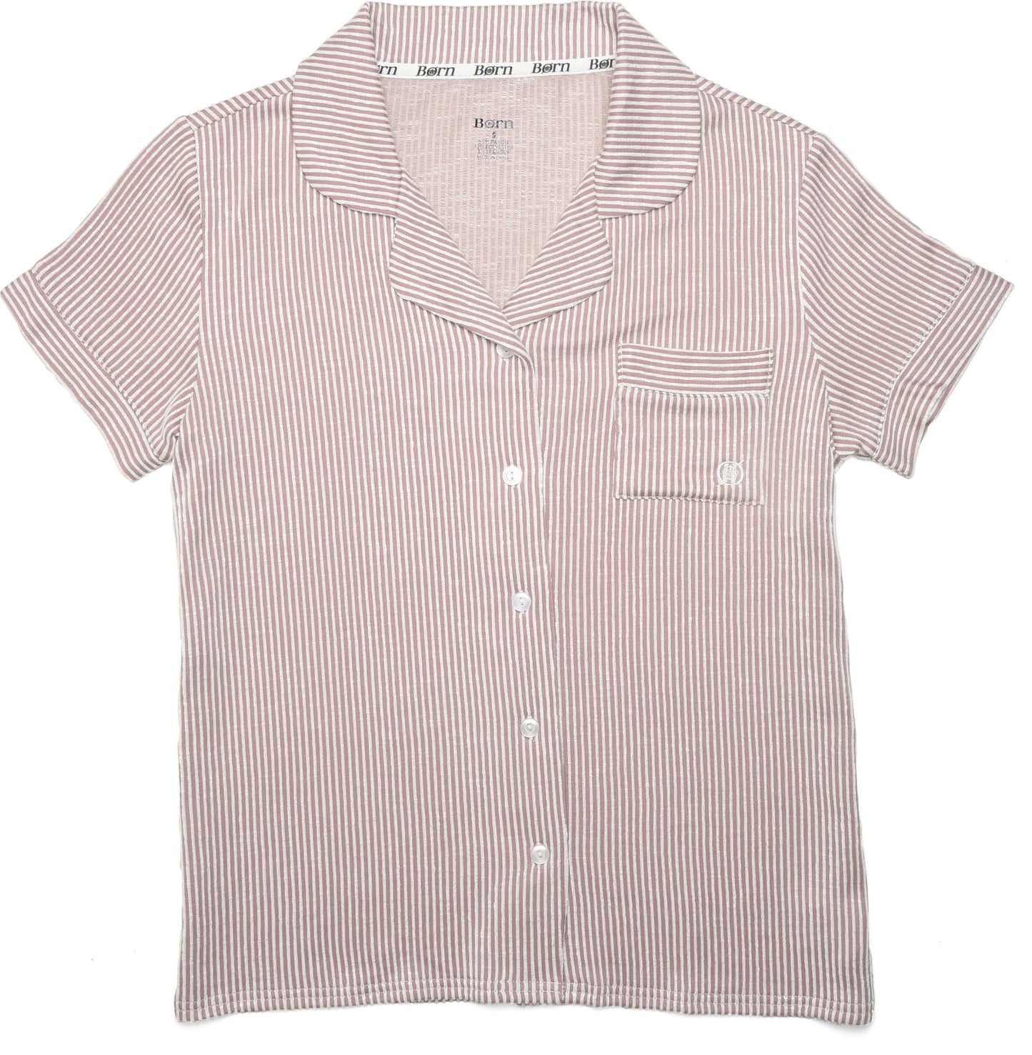 Born Shoes Ladies Classic Short Sleeve Pant Set - Knit Searsucker